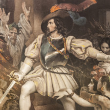 Barevná litografie Hernána Cortése. Autor: Nicholas Eustache Maurin